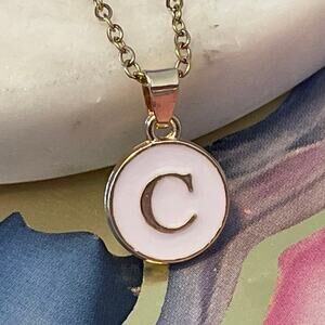 C Letter initial pendant necklace stainless steel